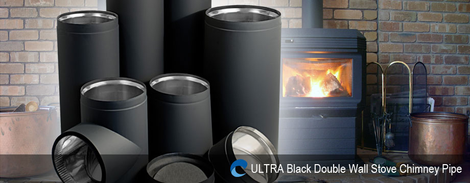 Double Wall Black Stove Pipe - Wood Stove Double Wall Black Pipe
